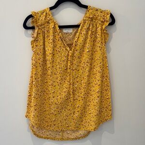 MELLODAY Yellow Floral Ruffle-Sleeve V-Neck Camisole